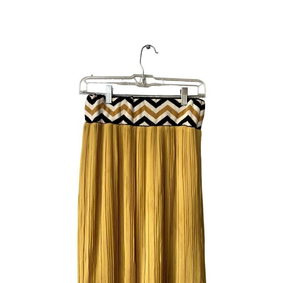 Anthropologie Maxi Skirt Size S Dear Creatures Pleated Long Mustard Yellow Skirt - Picture 4 of 10
